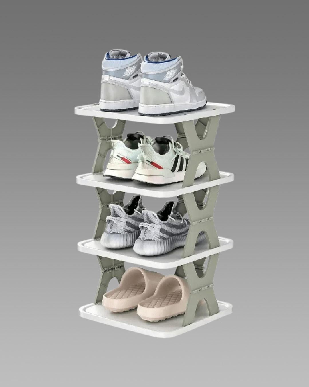 4‑Layer Shoe Organizer Rack | Space‑Saving Shoe Storage Shelf | Modular Stackable Shoe Rack for Entryway & Closet