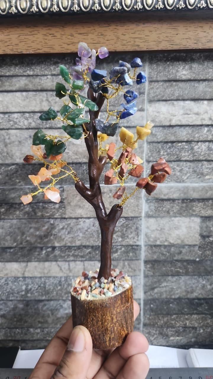 7 Chakra Natural Gemstone Crystal Tree │ Multicolor Healing Gemstone Décor