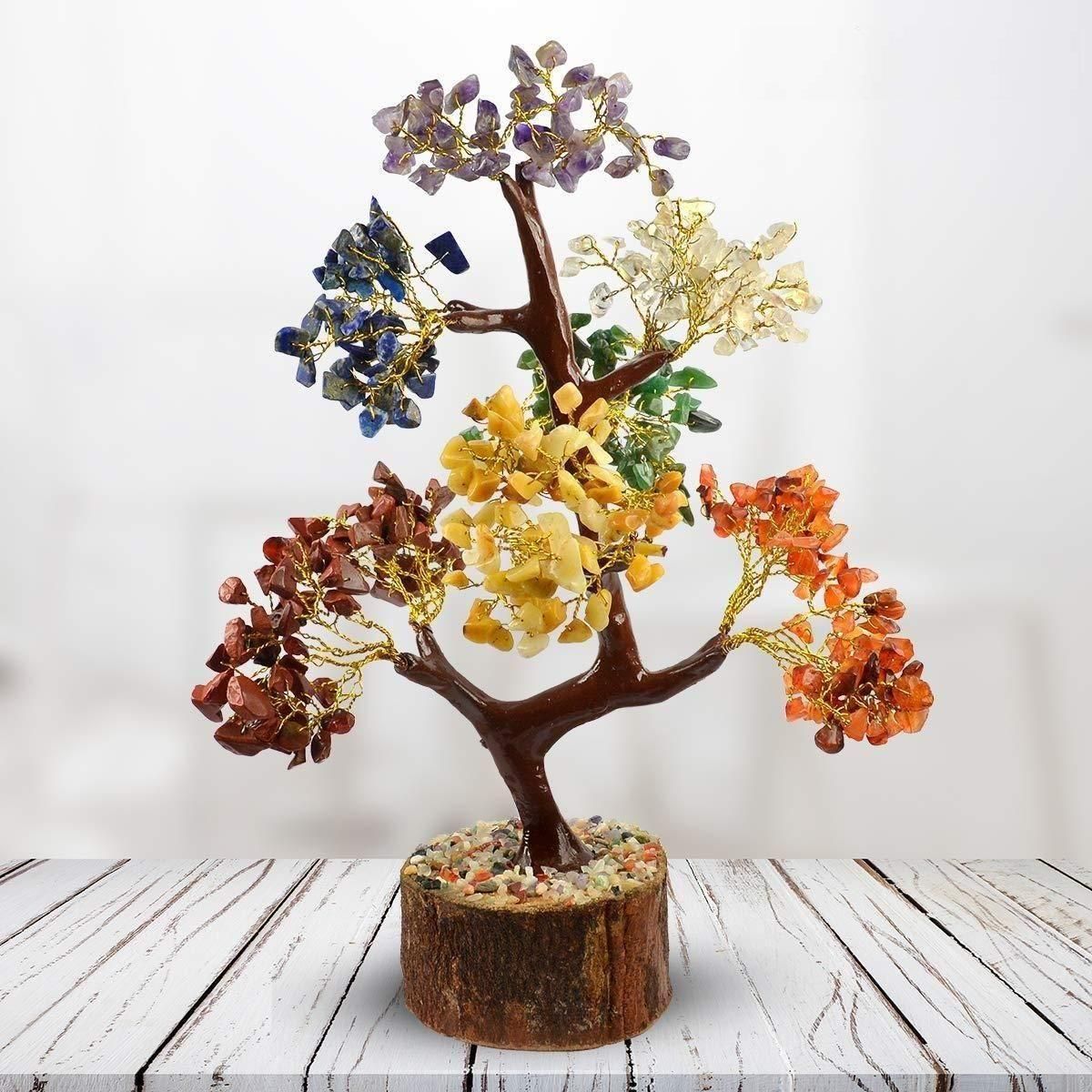 7 Chakra Natural Gemstone Crystal Tree │ Multicolor Healing Gemstone Décor